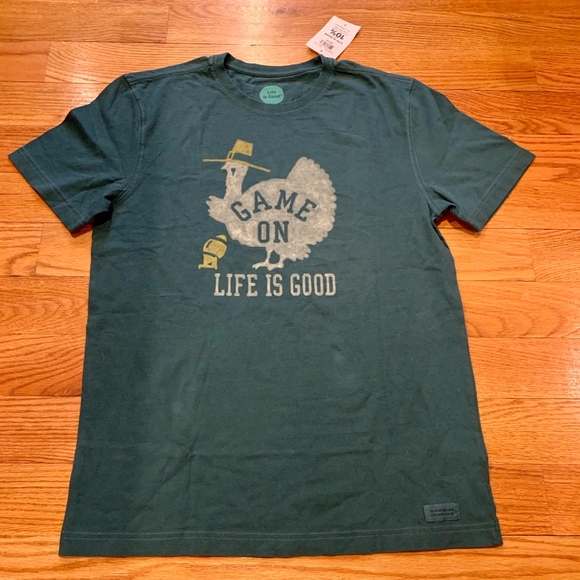 NEW Life Is Good "Game On" Football Turkey Tee - Picture 1 of 1